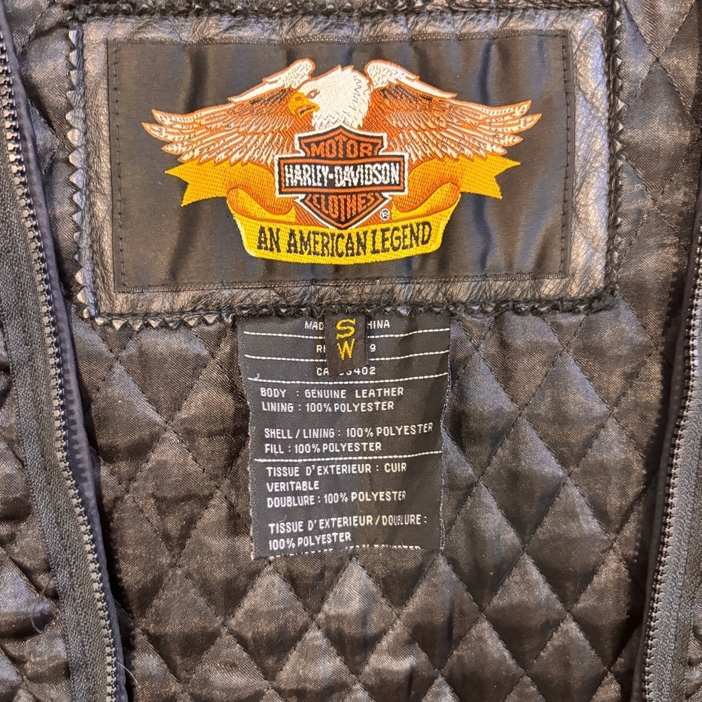 Harley Davidson An American Legend Men's Black Removable Vest Liner Quilted S - Picture 2 of 7